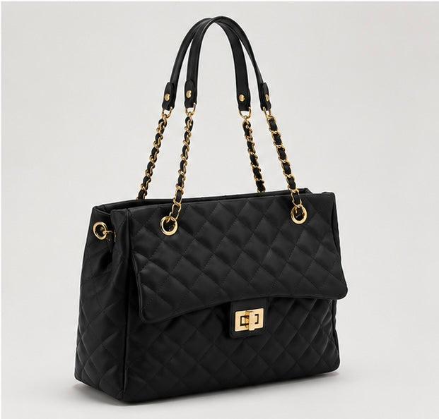 The Luxe Quilted Chain Tote Bag – Elegant Everyday Handbag