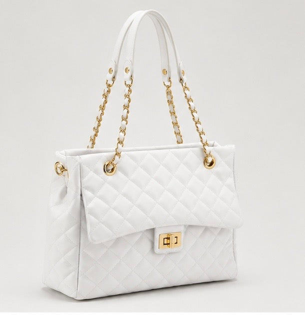 The Luxe Quilted Chain Tote Bag – Elegant Everyday Handbag