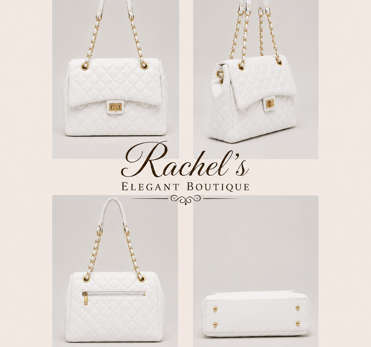 The Luxe Quilted Chain Tote Bag – Elegant Everyday Handbag