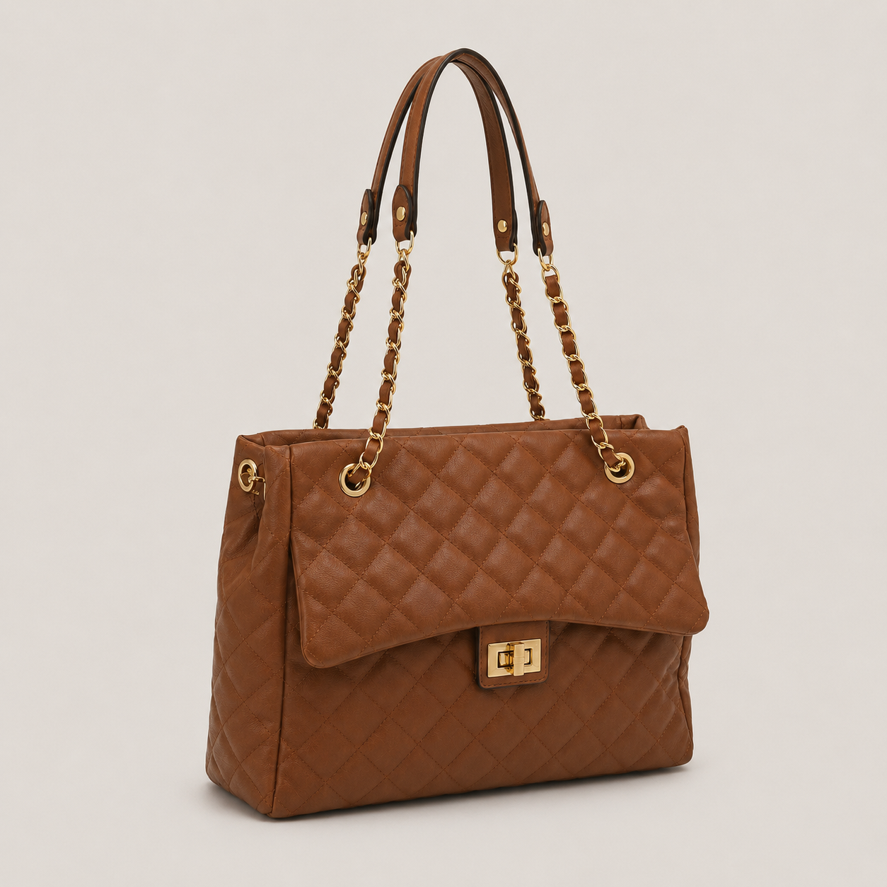 The Luxe Quilted Chain Tote Bag – Elegant Everyday Handbag