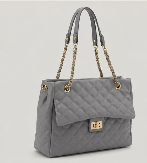 The Luxe Quilted Chain Tote Bag – Elegant Everyday Handbag