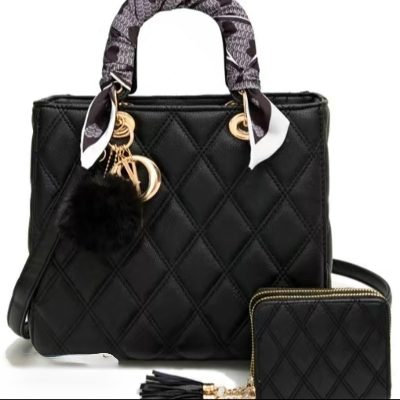 Quilted Luxe Tote Set – Cognac Elegance
