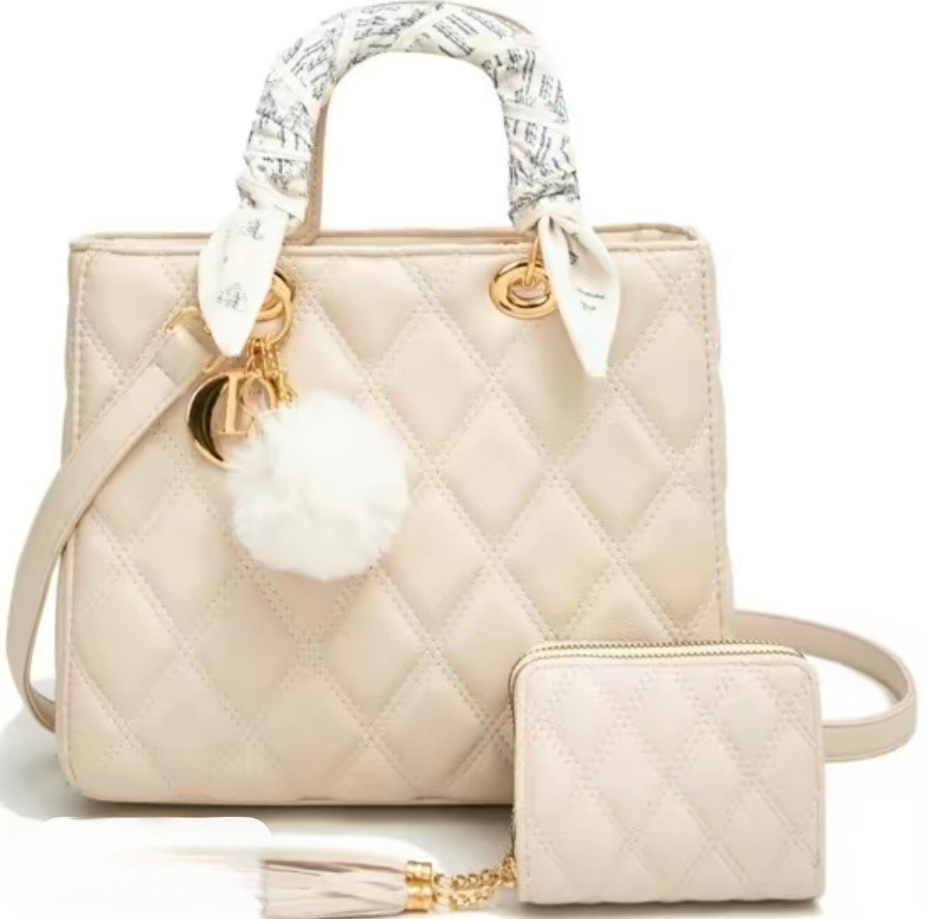 Quilted Luxe Tote Set – Cognac Elegance