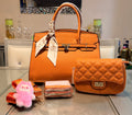Elegant Structured Tote Set with Quilted Crossbody & Accessories