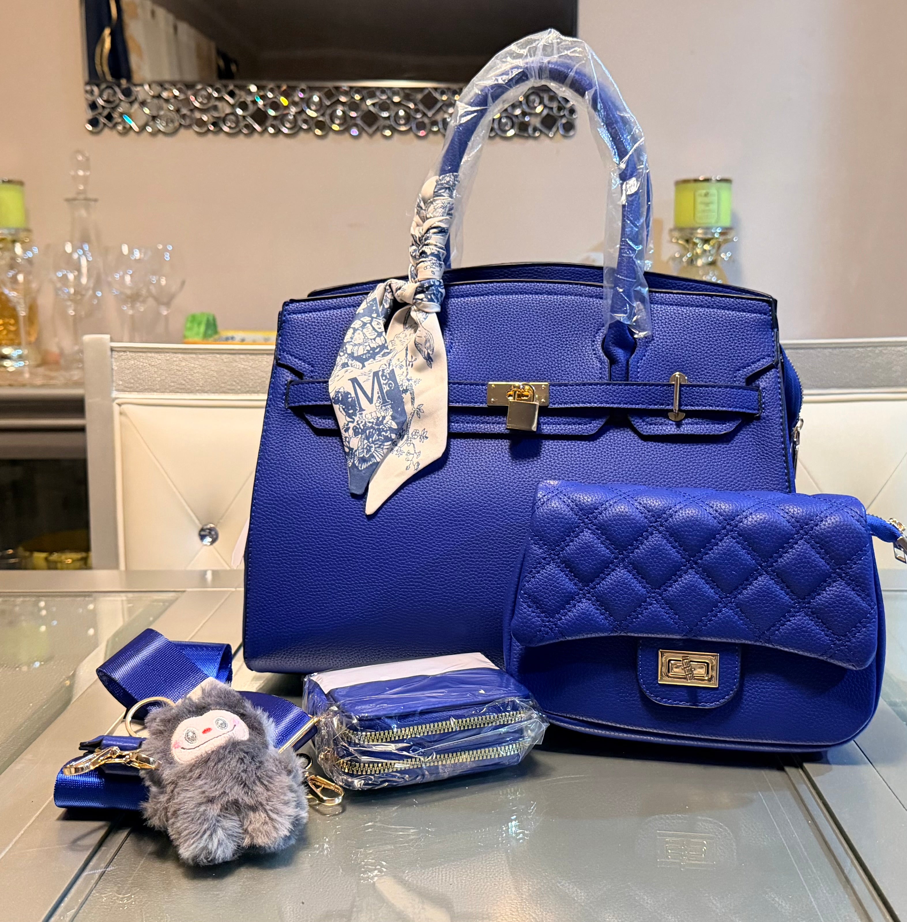 Elegant Structured Tote Set with Quilted Crossbody & Accessories