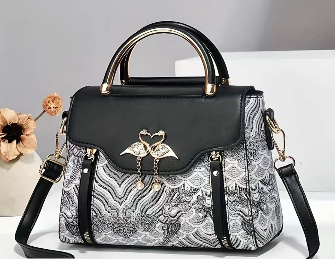 Elegant Luxe Floral Satchel