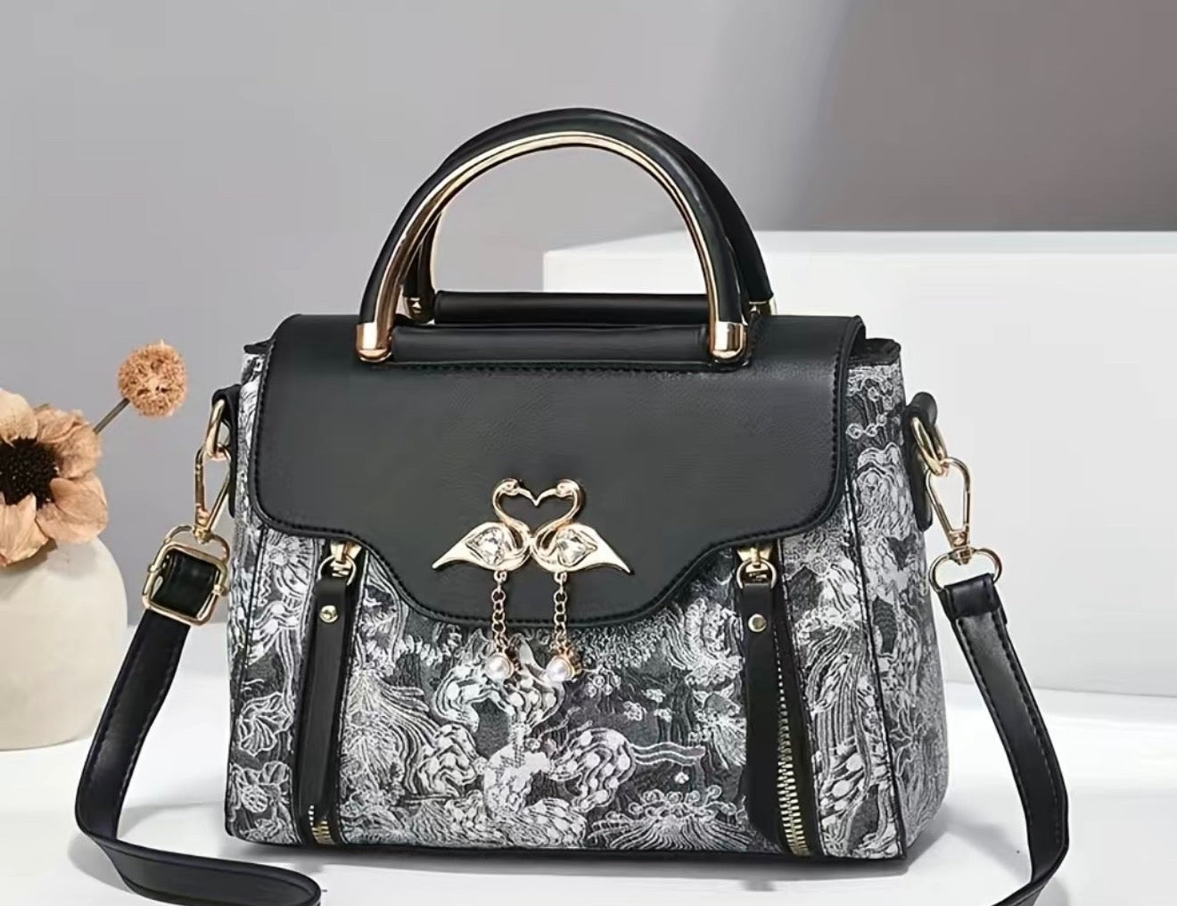 Elegant Luxe Floral Satchel